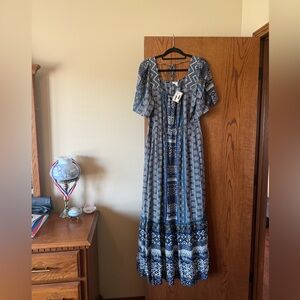 Liverpool blue patterned Maxi Dress